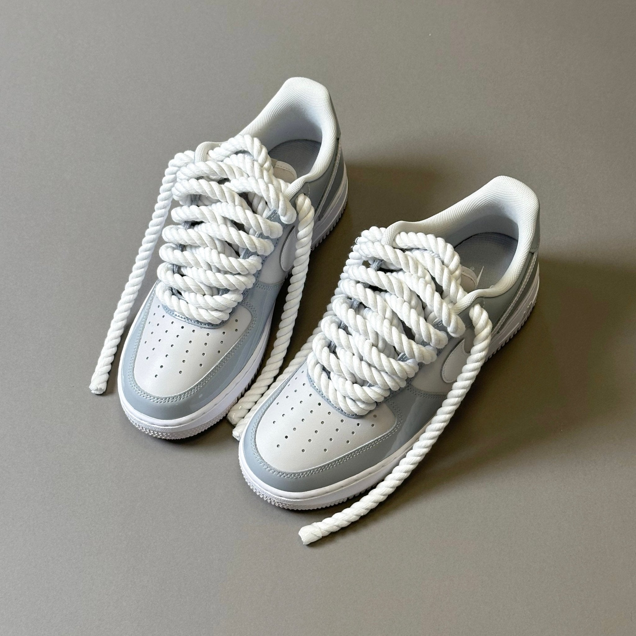 Nike Air Force 1 Patent Grey Unc "Rope Laces White" V2 - EV8 Style